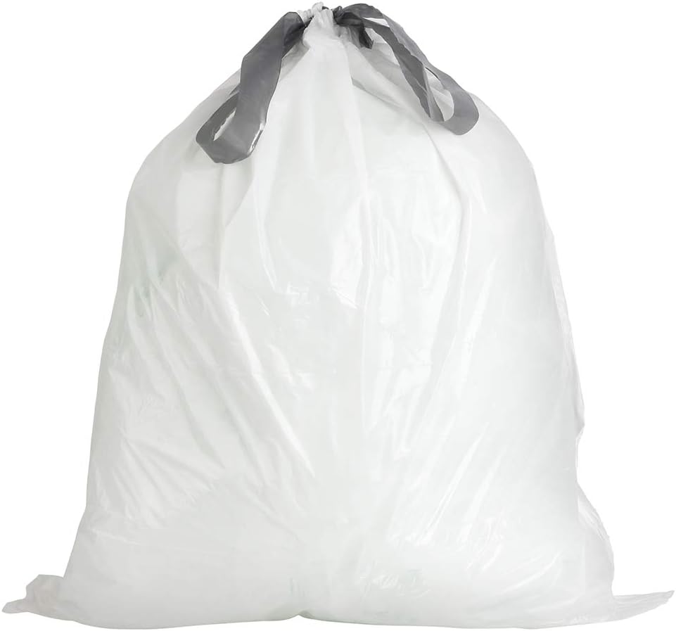 Plasticplace Custom Fit Trash Bags, Compatible with simplehuman Code G (200 Count) White Drawstring