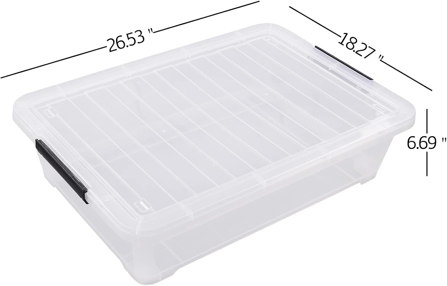 40 Quart Clear Plastic Underbed Storage Container, Wheeled Latching Storage Box for Shoes, Bags