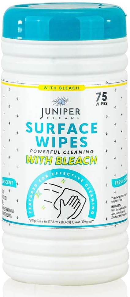 1 Pack Surface Cleaning Wipes with Bleach, All-Purpose Cleaner for Bathroom, Kitchen, Office, 75