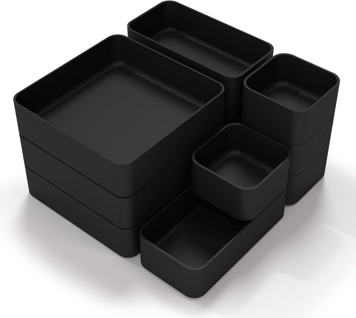 11-Piece Stackable Drawer Organizer Set, Multi-size Desk Drawer Organizer Trays Vanity Storage Bins