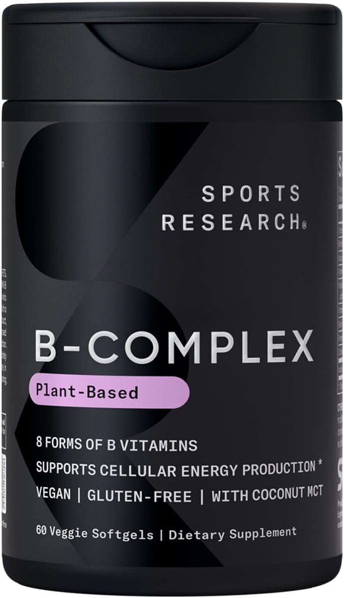 Sports Research® Vitamin B-Complex - Full Spectrum of B Vitamins with Methylated B12 & Folate