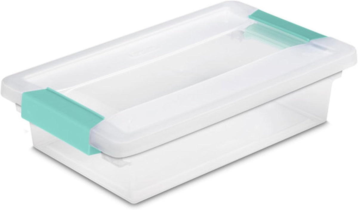Sterilite 18-Pack Clip Box, Stackable Clear Plastic Bins with Latching Lids, Small - Writing, Arts