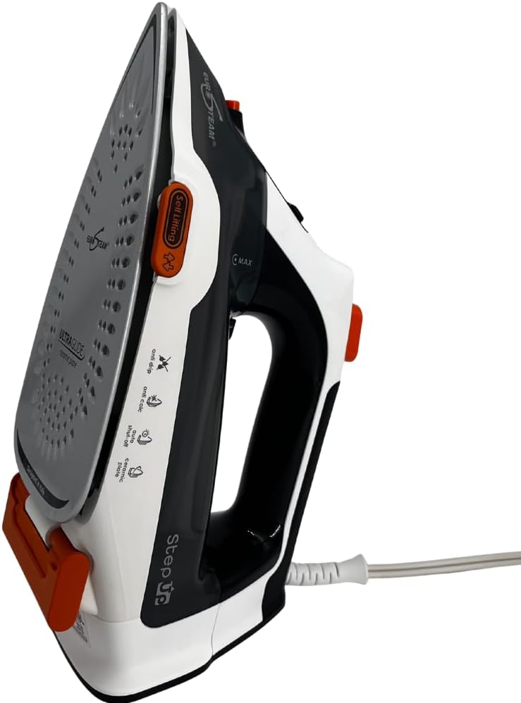 Eurosteam Step Up Iron - Self-Lifting Smart Iron with Ceramic Soleplate - Auto-Lift Safety & Smart