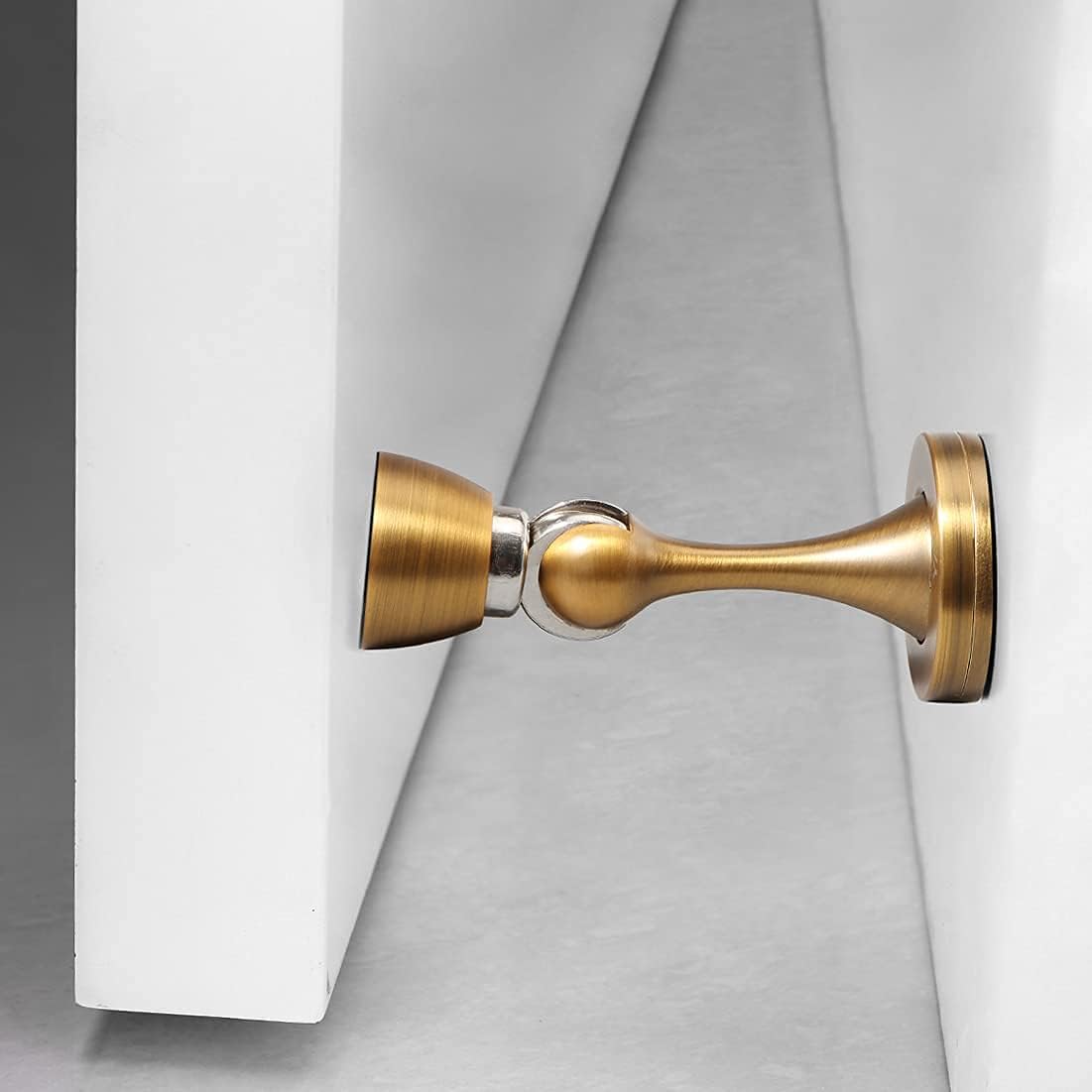 YAGU Magnetic Door Stoppers 2 Pack, Zinc Alloy Antique Brass Door Stops Magnet Catch Holder Wall