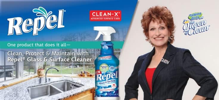 Clean-X REPEL Glass & Surface Cleaner 32 fl. oz. - Cleans & Repels water spots and dirt on glass