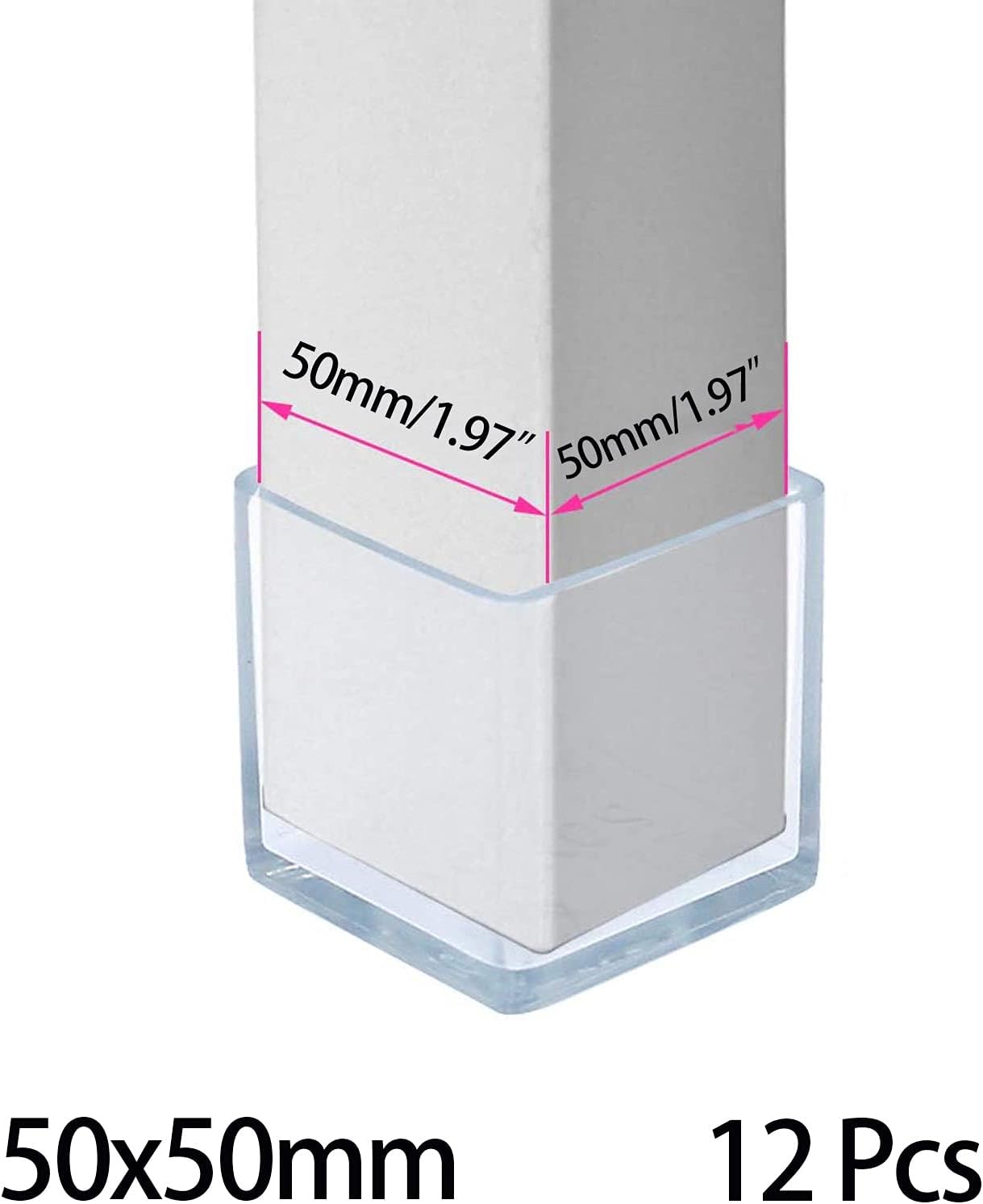 Still Awake 12 Pcs Transparent Square Anti-Slip Rubber Leg Tips Chair Leg Caps Furniture Floor