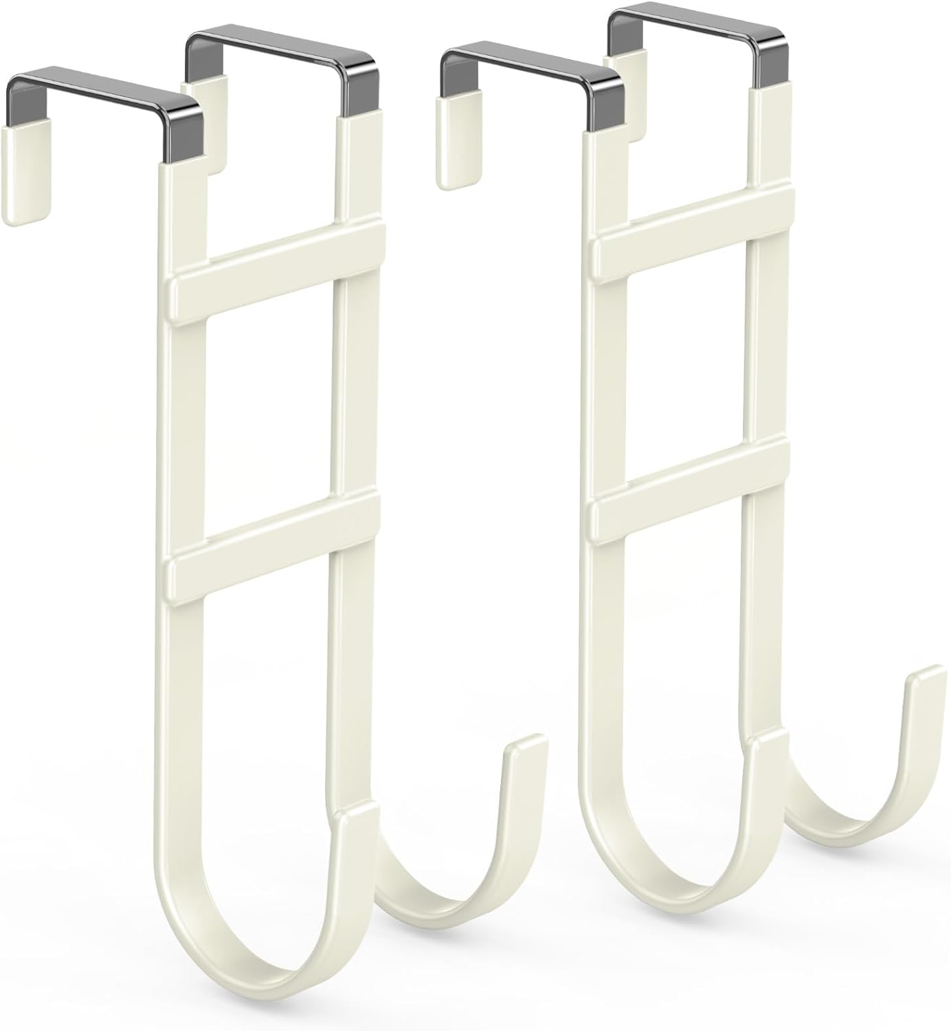 FYY Over The Door Hooks - 2 Pack Heavy Duty Dual-Hook Organizer Hanger with Non-Slip Rubber for