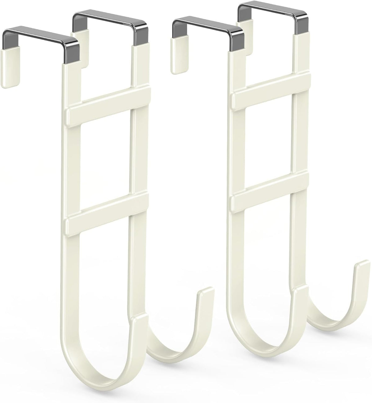 FYY Over The Door Hooks - 2 Pack Heavy Duty Dual-Hook Organizer Hanger with Non-Slip Rubber for