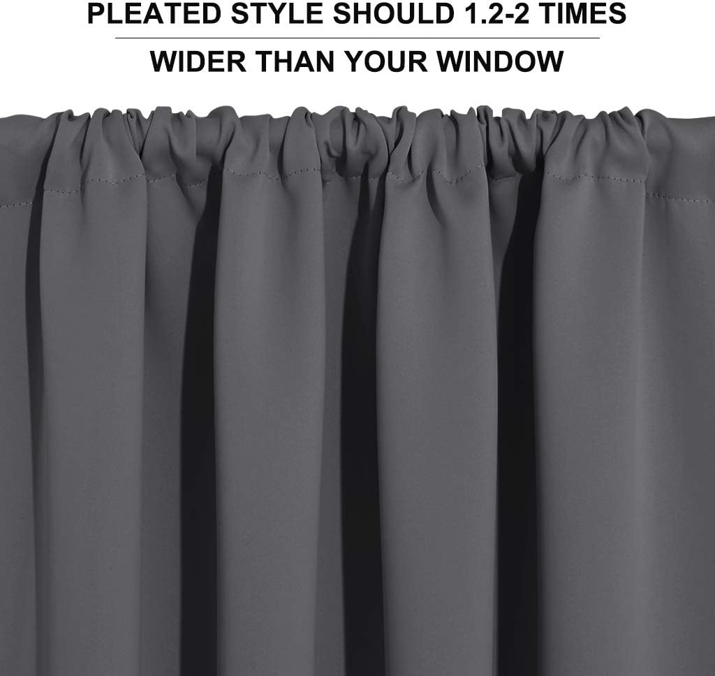 RYB HOME Blackout Curtains for Bedroom, Small Window Valances Tiers Curtain Set Light Block Privacy