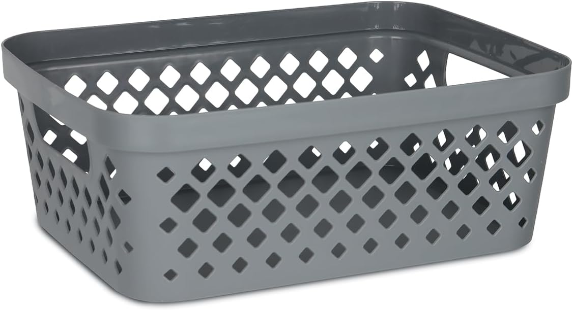 Glad Plastic Storage Basket Set, Value Pack of 6 | Open Storage Bins for Shelves, Bathroom, Pantry