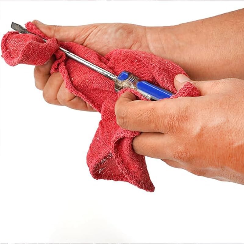 Shop Towels (Red, 500-Pack) - Bulk Cleaning Towel in a Bag, Mechanic Cotton Wipes for Car