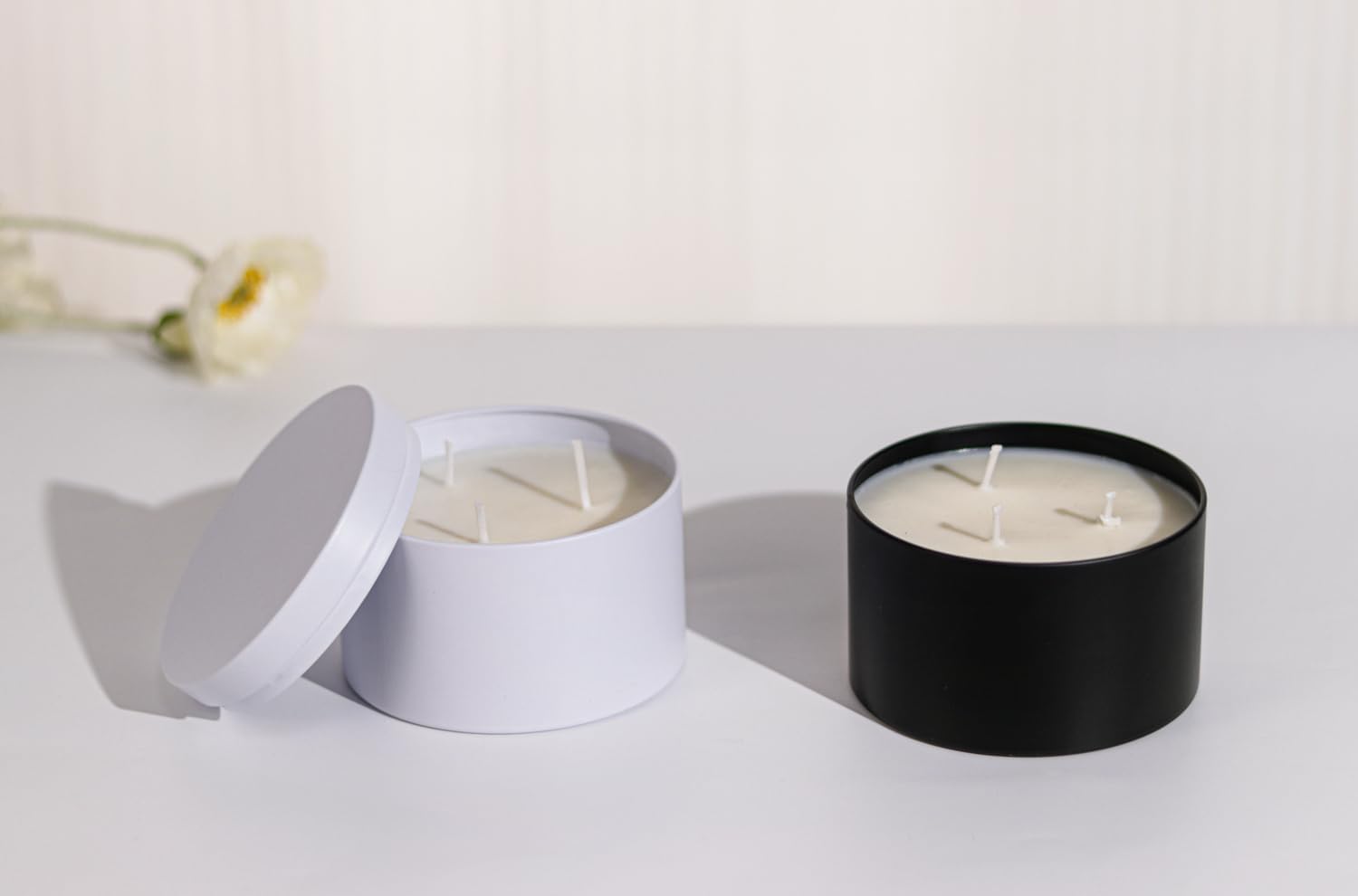 Candle Tins with Lids, 3 Wicks Candle Jars 14oz/420ml Candle Containers 12 Pack Seamless Bulk