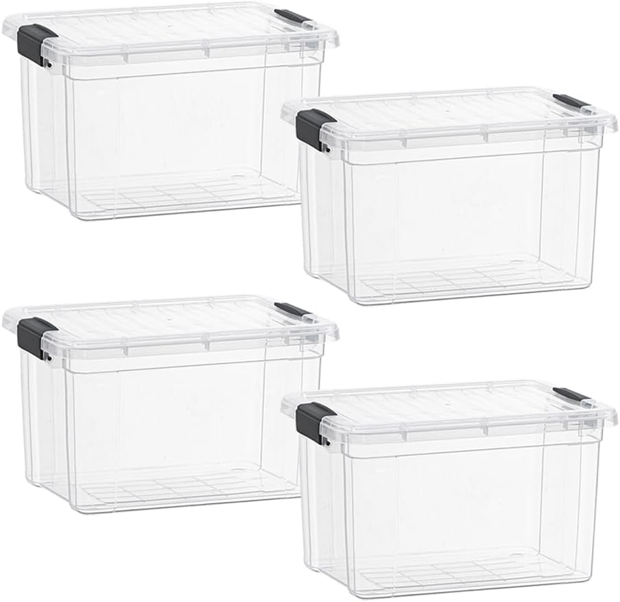 Superio Clear Storage Boxes with Lids, 49 Quart Plastic Container Bins for Organizing, Stackable