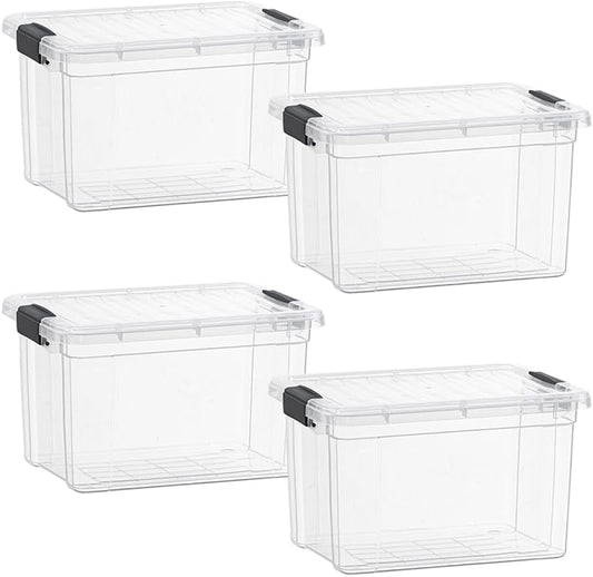 Superio Clear Storage Boxes with Lids, 49 Quart Plastic Container Bins for Organizing, Stackable