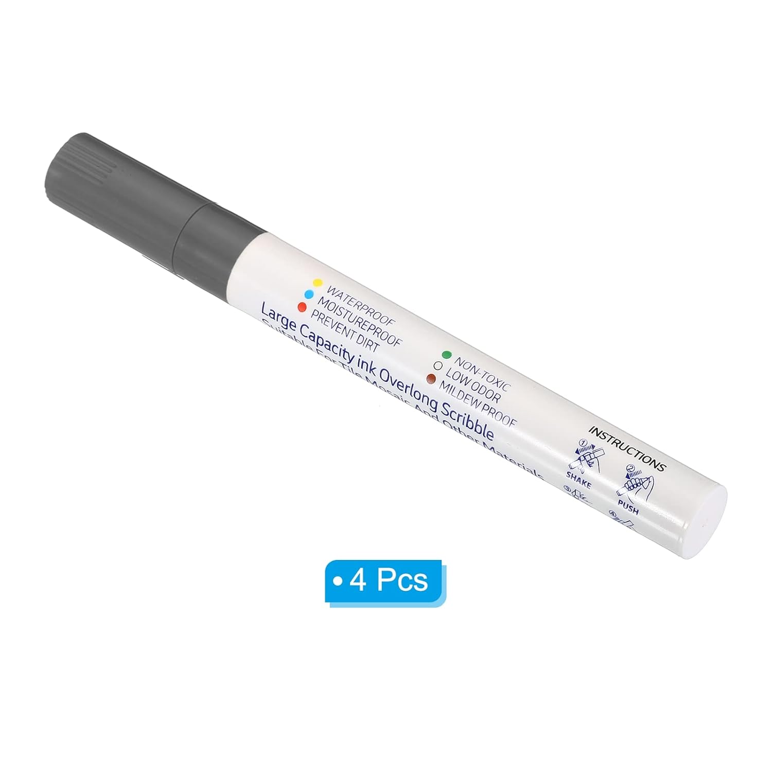 PATIKIL Grout Pen, 4 Pack Dark Grey Tile Marker Waterproof Grout Sealer Pen Tile Repair Pens Paint