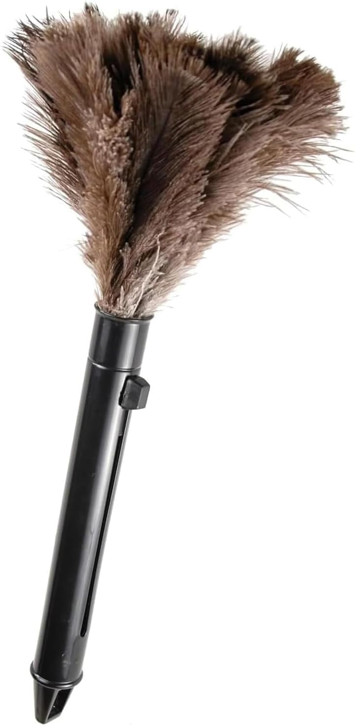 Retractable Feather Duster-Genuine Ostrich Feathers,Anti-Static,Reusable Eco-Friendly Handheld