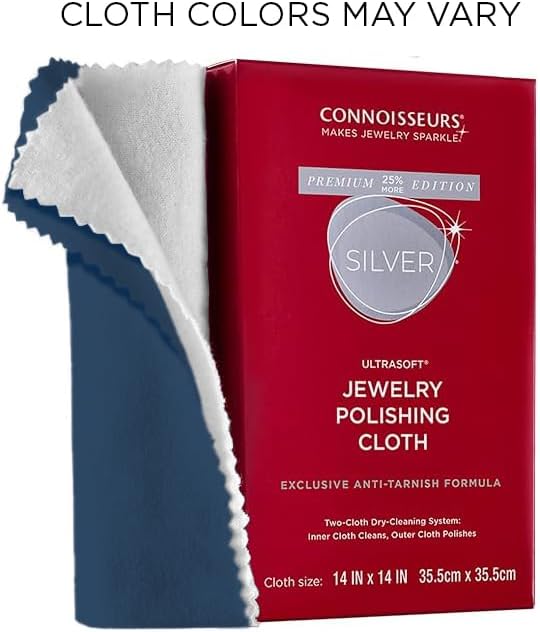 CONNOISSEURS Premium Edition Extra Large Polishing Cloth for Silver Jewelry - Ultrasoft Fabric with
