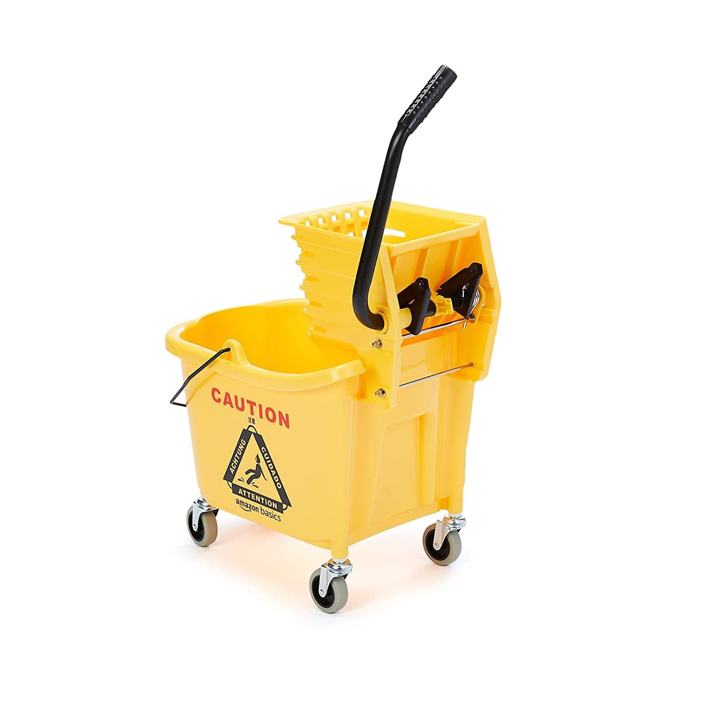 Amazon Basics Side Press Wringer Combo Commercial Floor Cleaning Rectangular Mop Bucket on Wheels