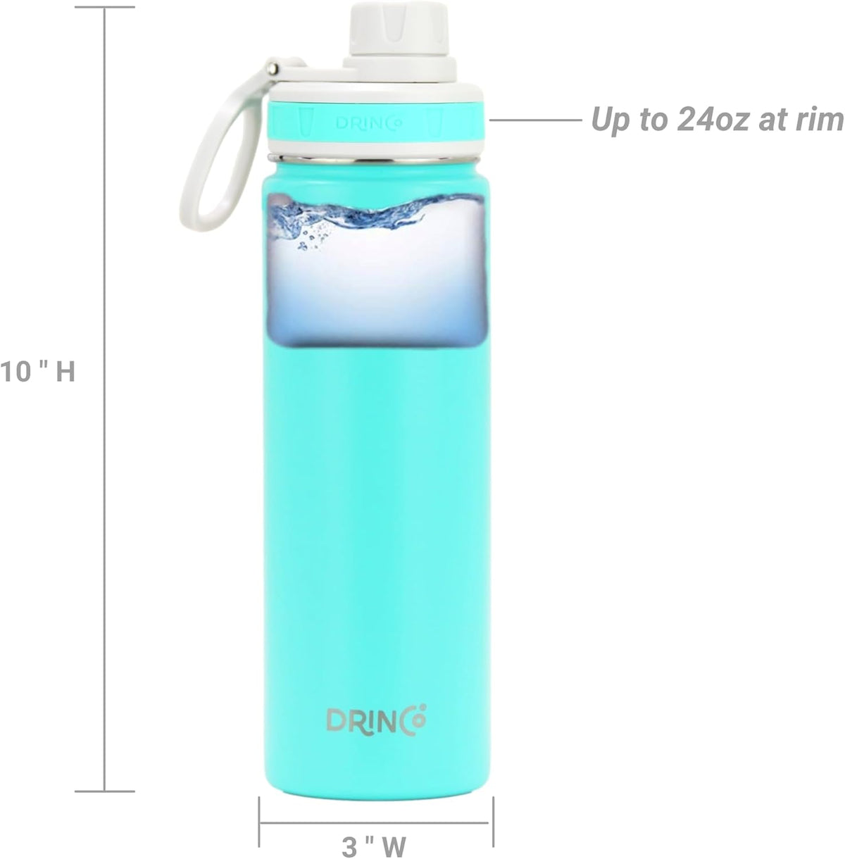 DRINCO Stainless Steel Water Bottle Spout Lid Vacuum Insulated Double Wall Water Bottle Wide Mouth
