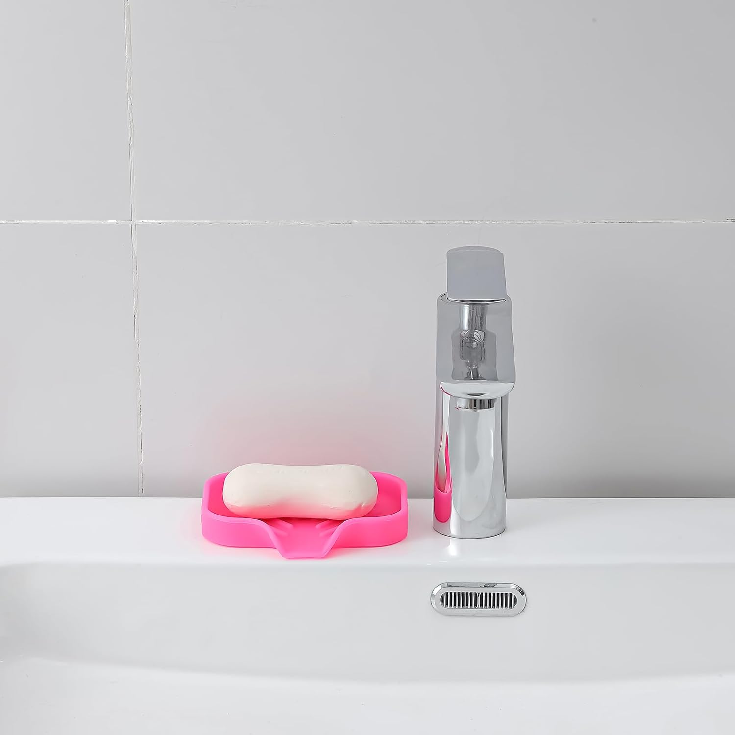 Silicone Bathroom Soap Dishes with Drain Spout-Bathroom and Kitchen Sink Organizer,Sponge