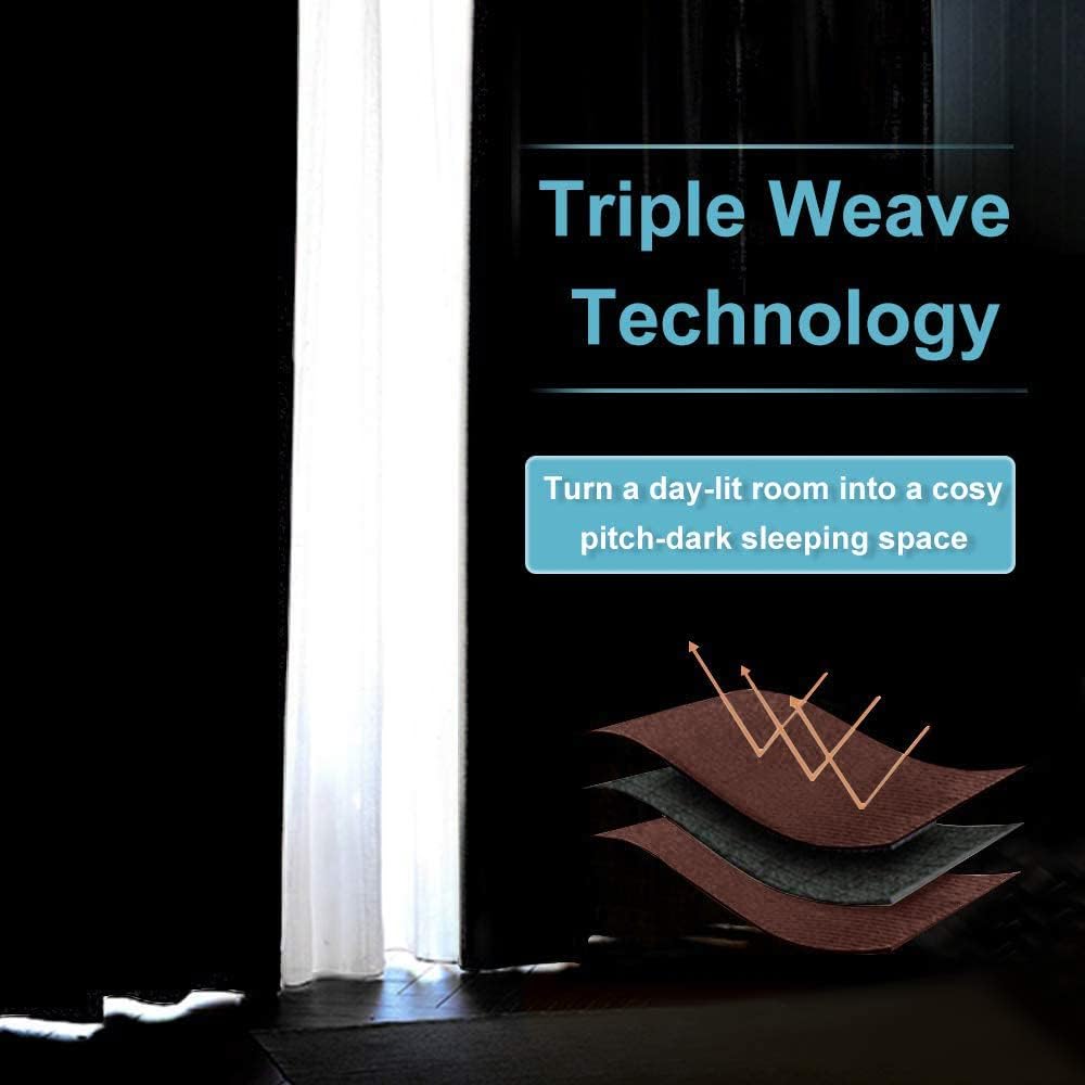 RYB HOME Blackout Curtains for Kitchen, Small Window Curtains Blinds, Thermal Insulating Drapes for