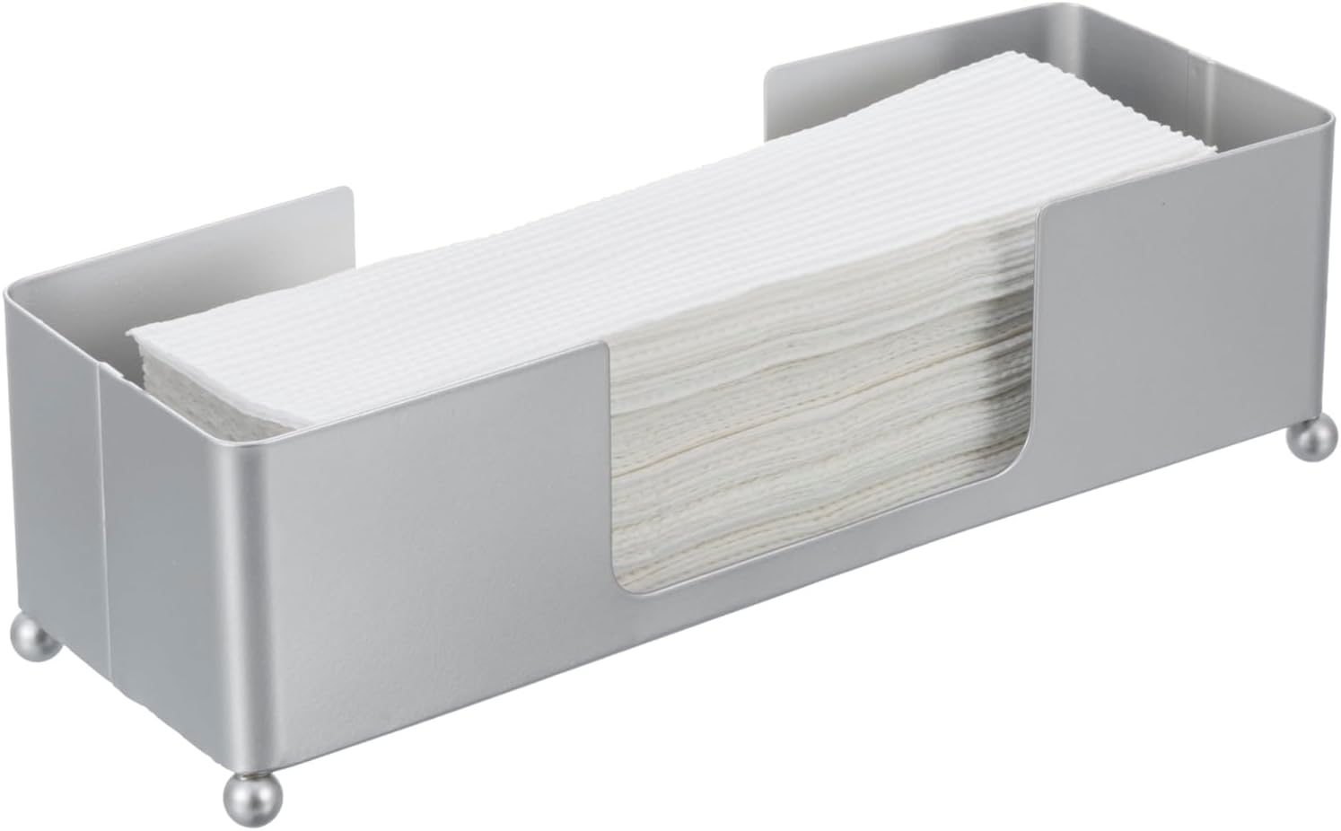 MyGift Paper Towel Holder, Modern Silver Tone Metal Tabletop Paper Dispenser, Commercial Folded