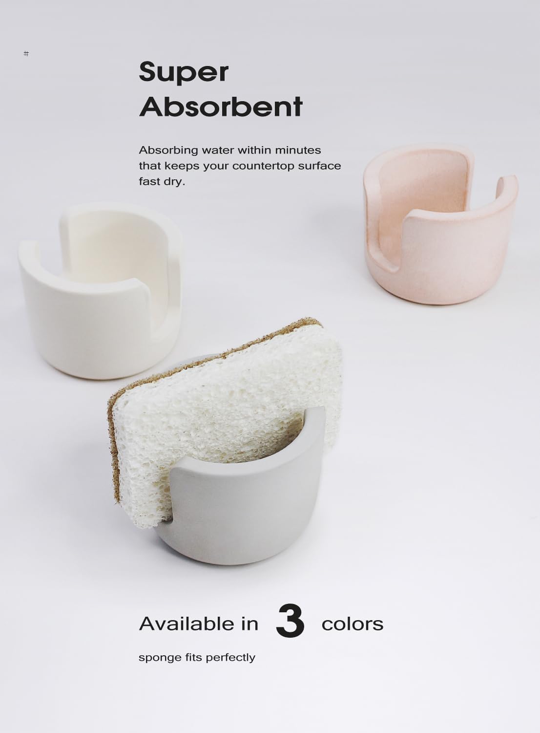 Diatomite Sponge Holder, Quick Dry Stone Sponge Stand for Kitchen Countertop Organizer