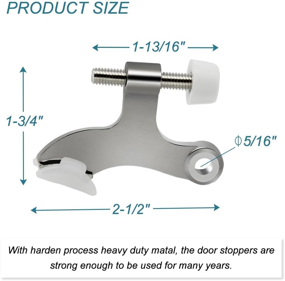 24 Pack Hinge Pin Brushed Nickel Door Stopper, Adjustable Heavy Duty Hinge Pin Door Stop with