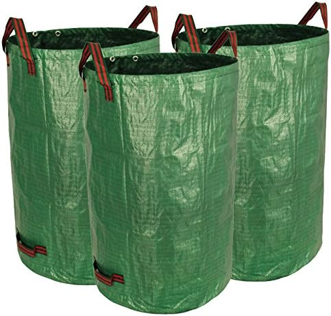 Gardzen 3-Pack 32 Gallon Yard Waste Bags, Reusable Heavy Duty Collapsible Garden Leaf Bags with
