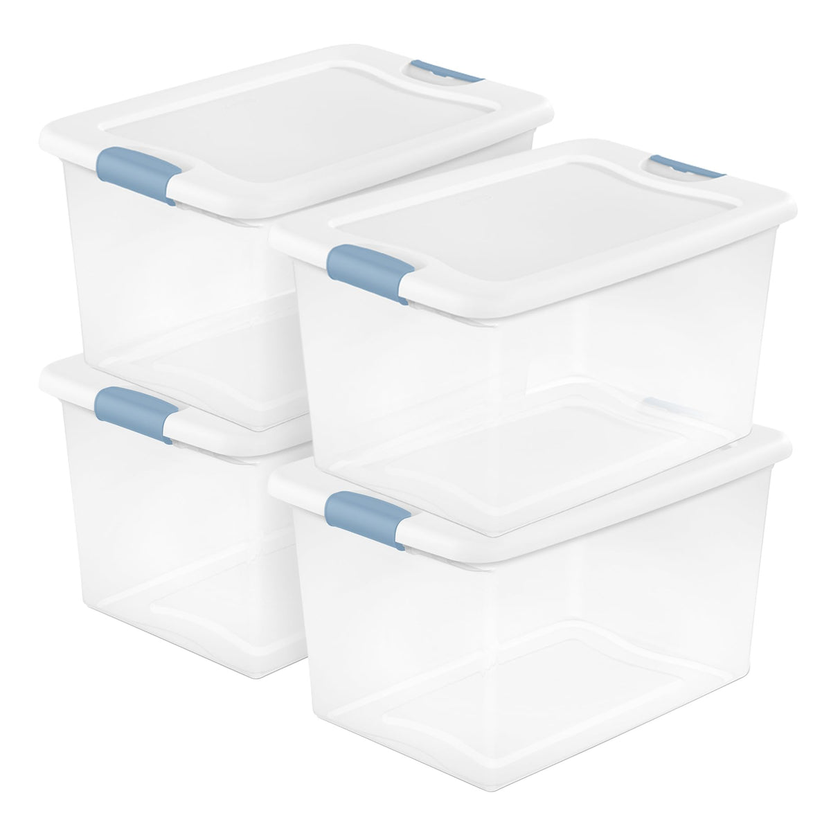 Sterilite Latching Box with Lids for Home and Office, 64 Quart, 4-Pack