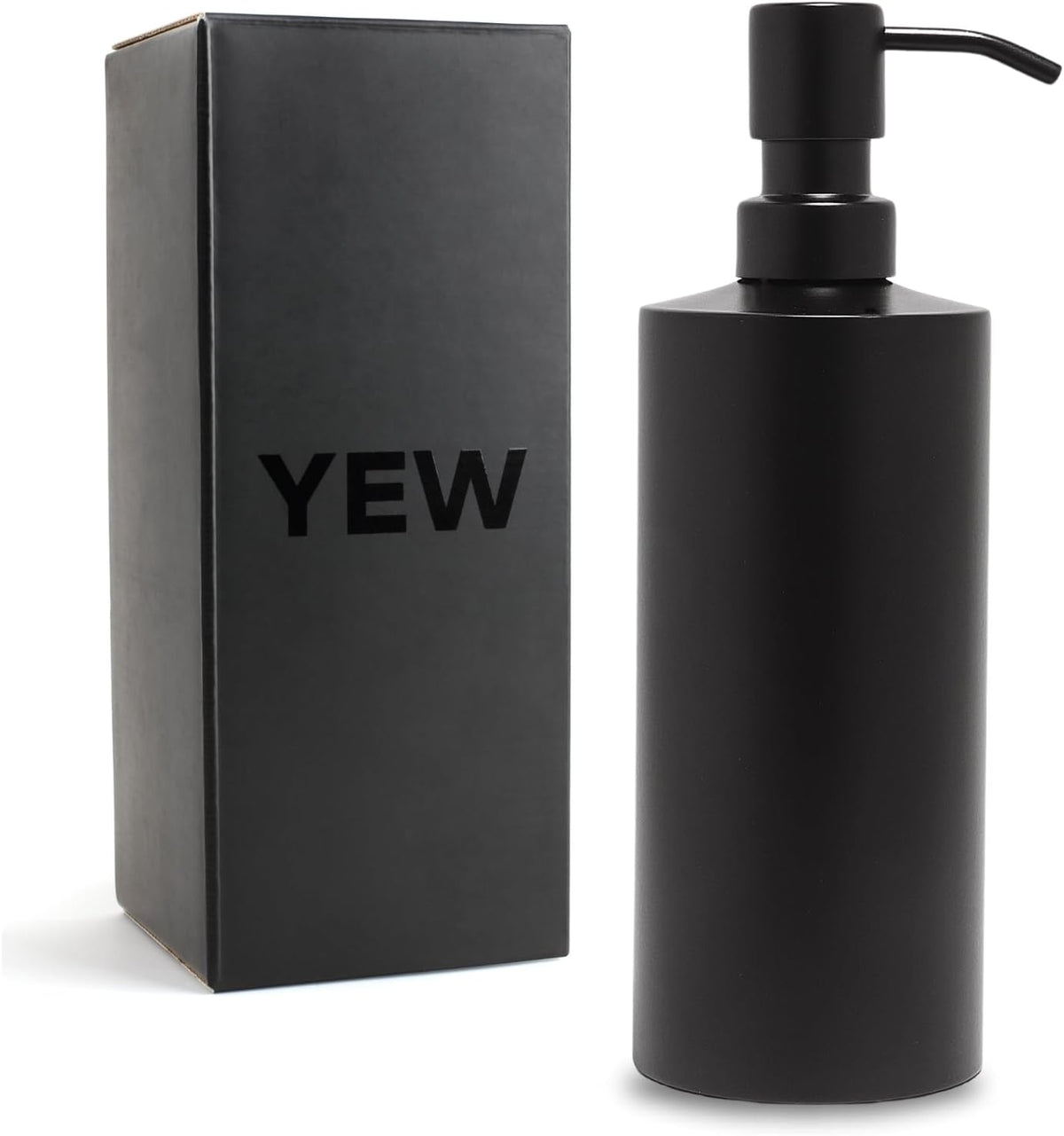 Black Soap Dispenser Stainless Steel for Bathroom and Kitchen Sink, 15oz Refillable Round Rustproof
