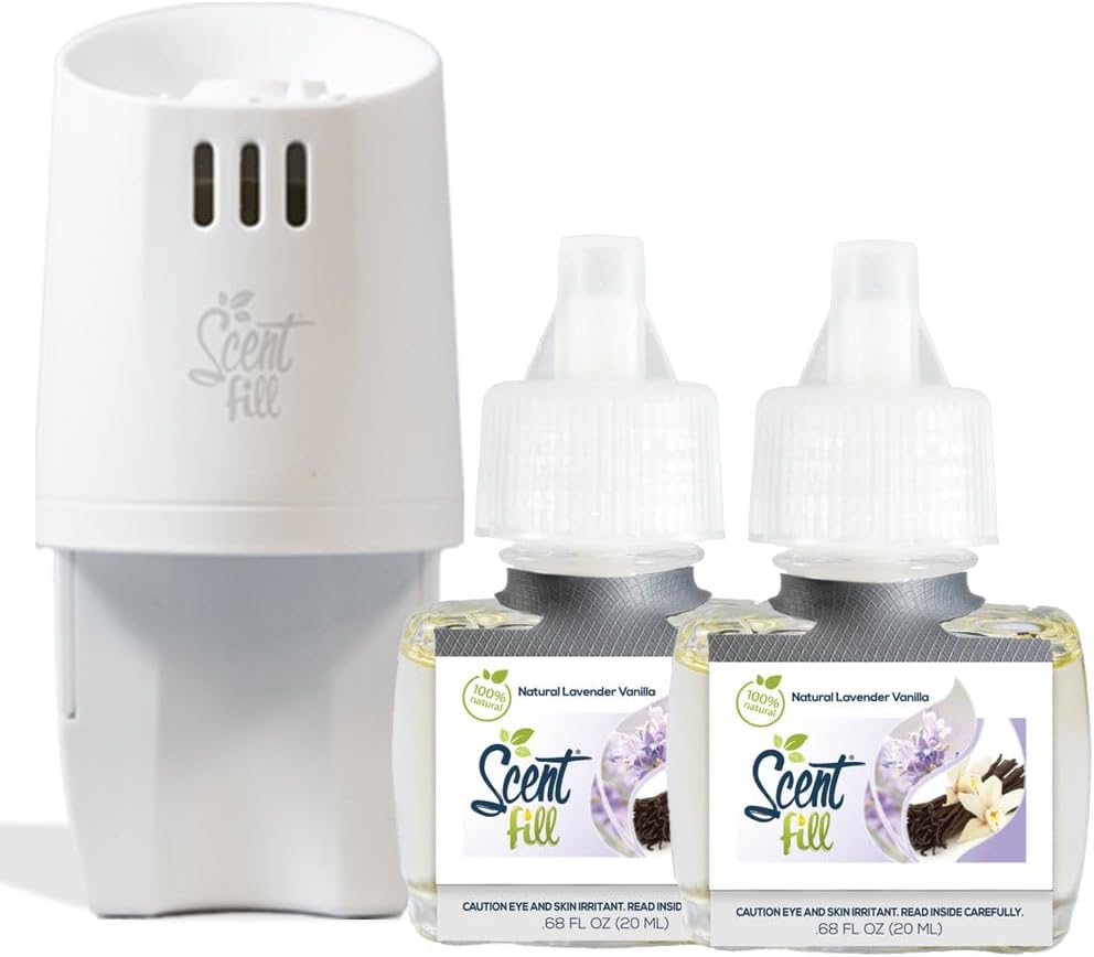 Scent Fill 100% Natural Lavender Vanilla Plug in Air Freshener, Scented Oil Refills, 2 Refills +