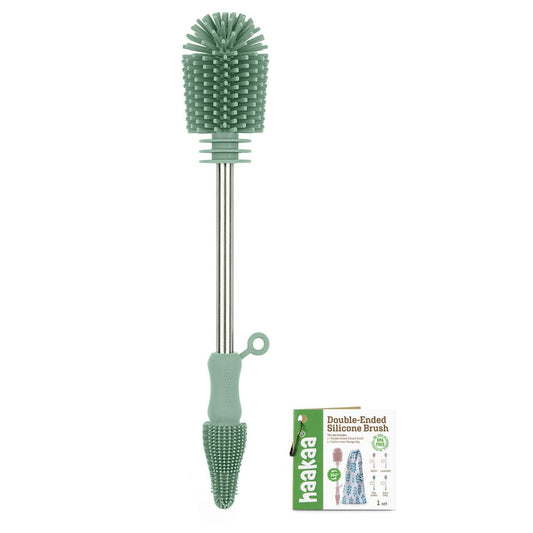 haakaa Cleaning Brush Silicone Bottle Brush Double-Ended Soft Silicone Bristles for Breast Pumps