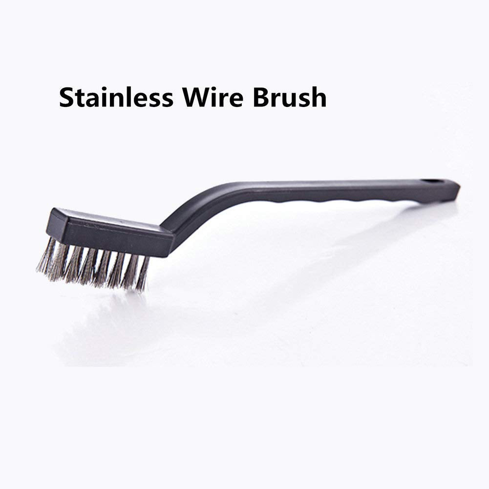 12PCS Mini Wire Brushes, Stainless Steel & Brass Brush Set, Curved Handle Scratch Brush for