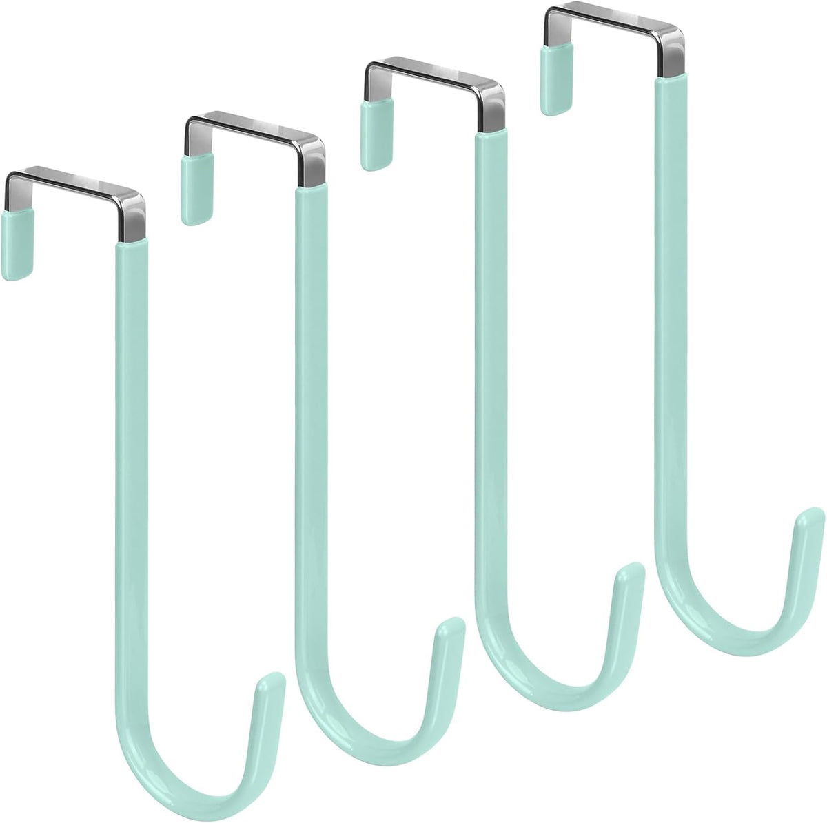 FYY Over The Door Hooks, 4 Pack Upgraded Long Door Hangers Hooks with Rubber Prevent Scratches