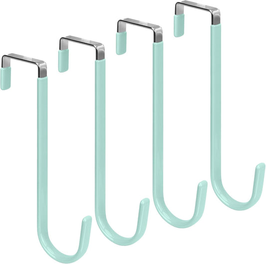 FYY Over The Door Hooks, 4 Pack Upgraded Long Door Hangers Hooks with Rubber Prevent Scratches
