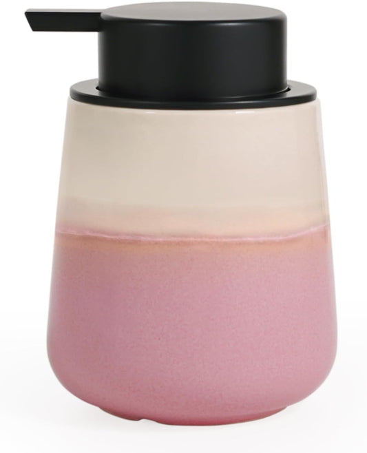 INGOFIN Ceramic Hand Soap Dispenser - 12 oz Liquid Lotion Dispenser Bathroom, Refillable Modern