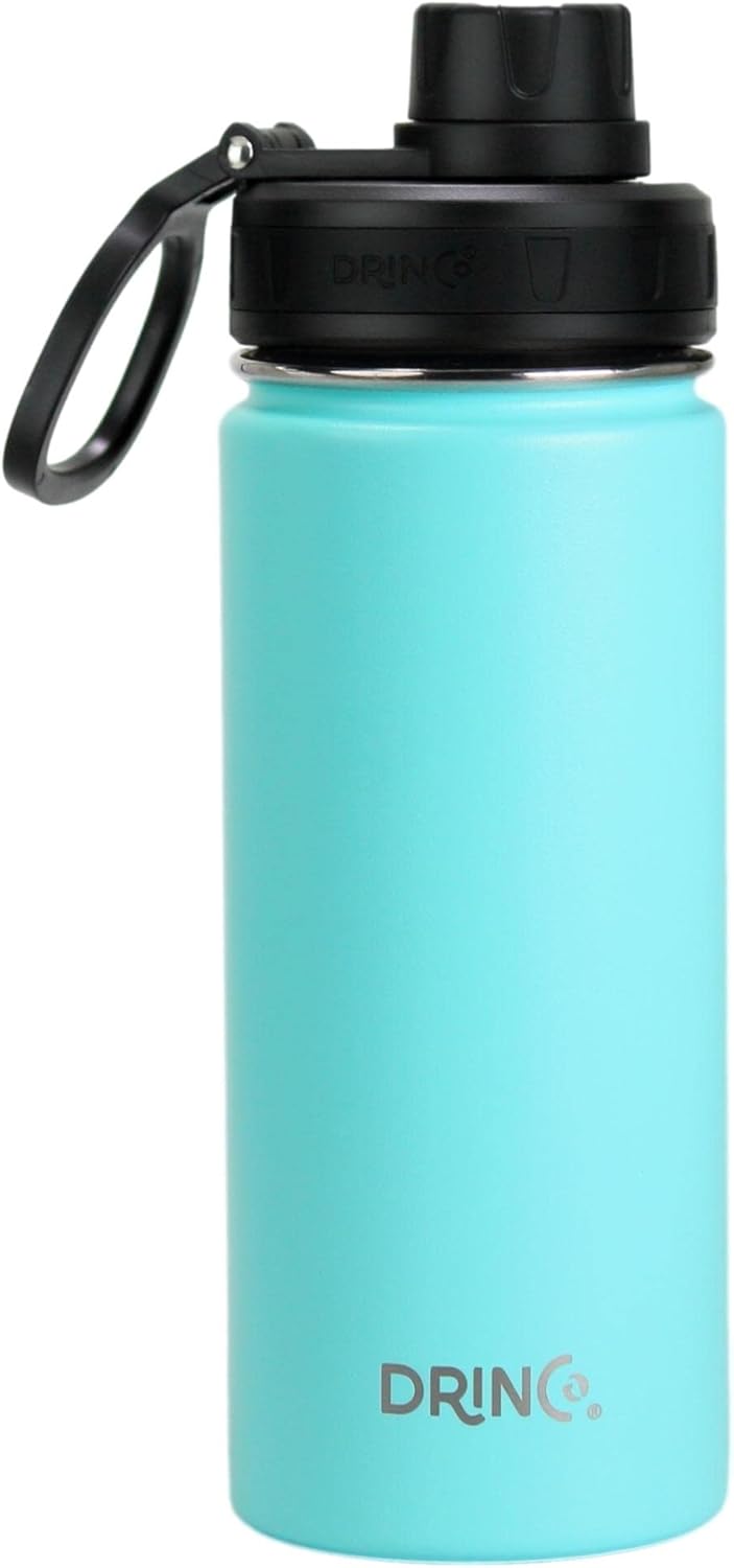 DRINCO Stainless Steel Water Bottle Spout Lid Vacuum Insulated Double Wall Water Bottle Wide Mouth