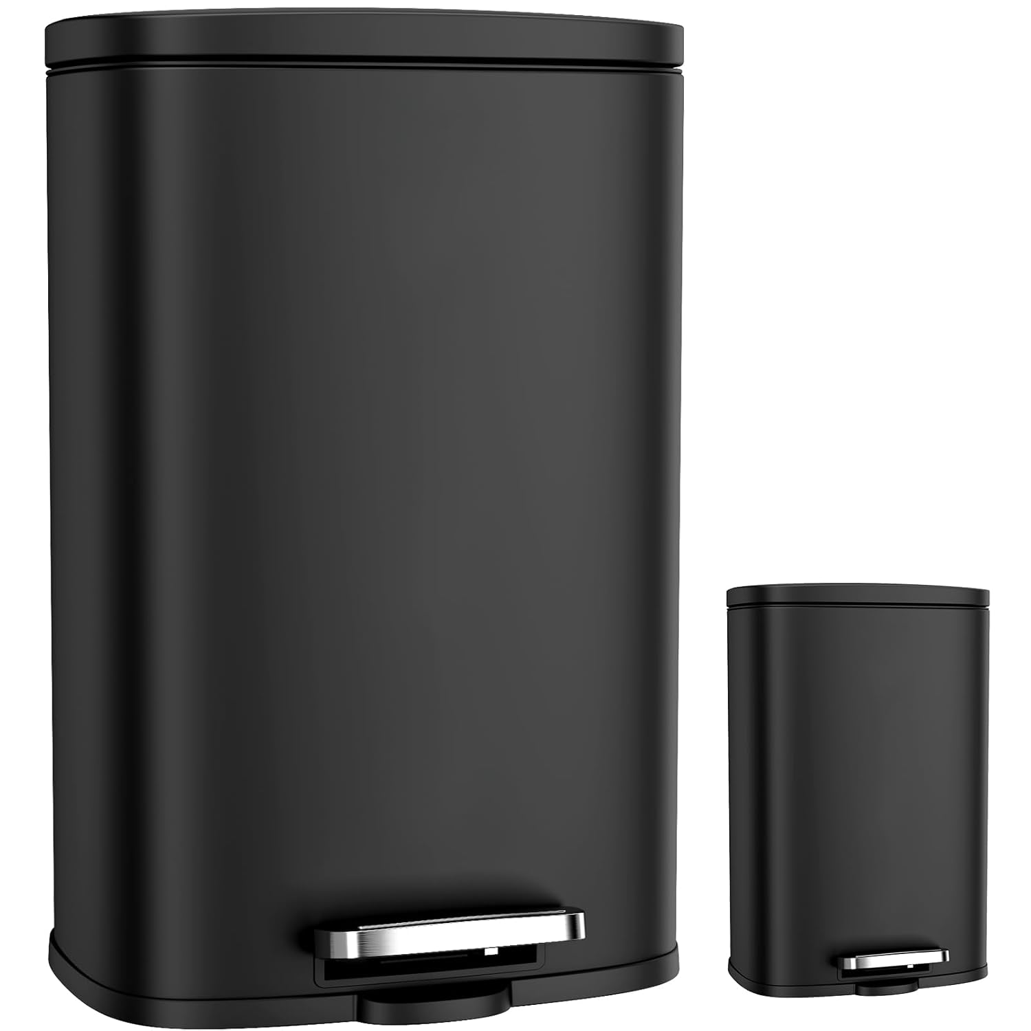 Arlopu 13.2+1.3 Gallon Step Trash Can, Stainless Steel Garbage Bin, Soft-Close Rubbish Bin with