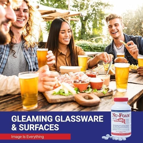 Nu-Foam Sanitizing Tablets for Bar Glassware – Superior Rinse Aid - Hand Washing Bar, Tavern
