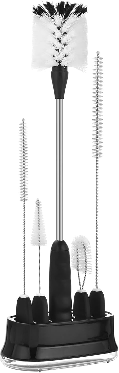ALINK 5 Pack Water Bottle Brush Cleaning Set with Holder, Bottle Cleaner with Stand, Straw Nipple