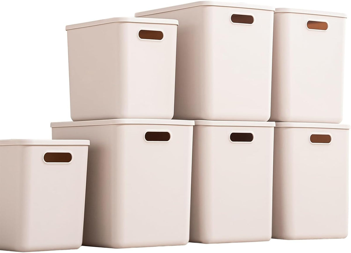 Plastic Storage Bins with lids,Storage Baskets,Container with handle,Storage Organizer Bins for