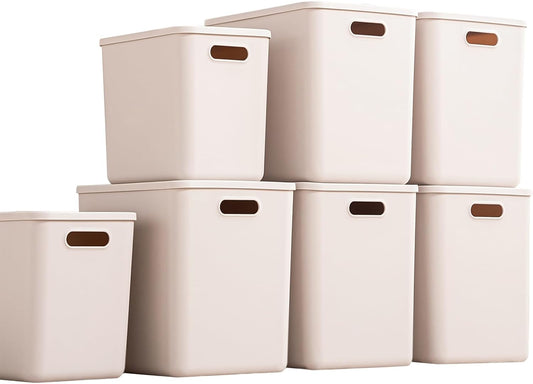 Plastic Storage Bins with lids,Storage Baskets,Container with handle,Storage Organizer Bins for