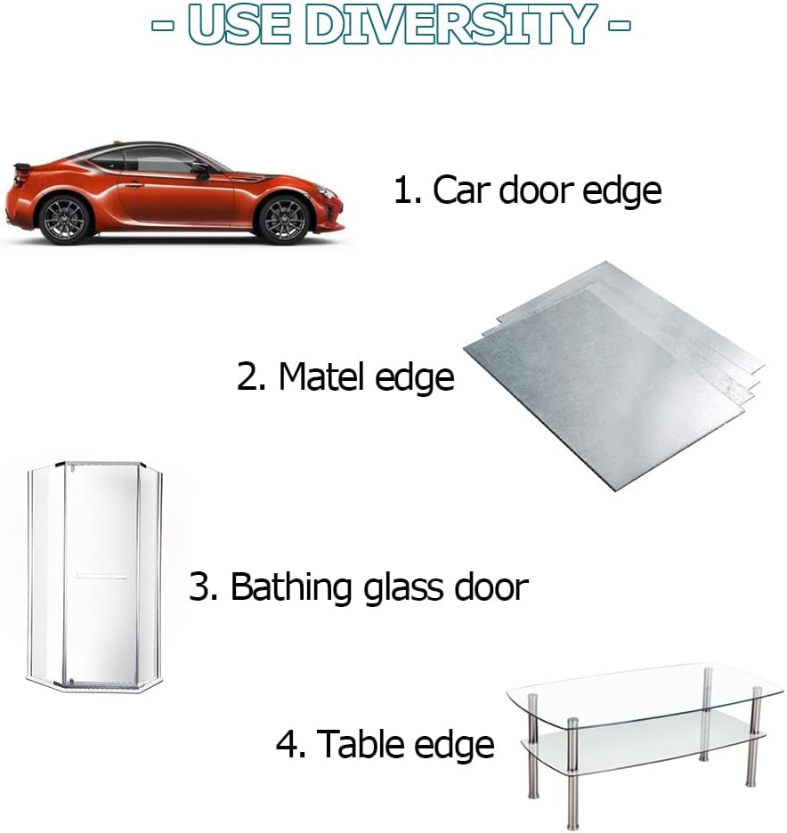 Clear Rubber Edge Trim, U Channel Rubber Seal Strip with Self-Adhesive Tape, Metal Edge Protector