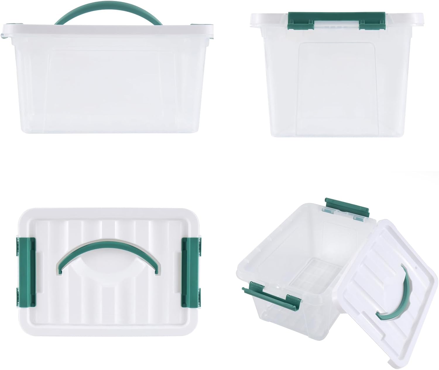 6 Quart Plastic Stackable Storage Latch Bins,Clear Latching Box with Handle and Lid,Pack of 6