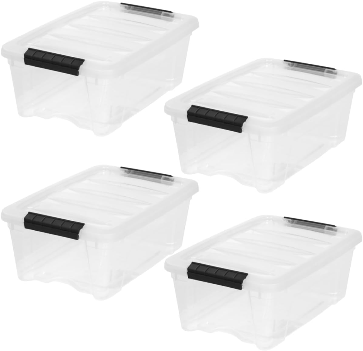 IRIS USA 4-Pack Storage Bins with Lids, 13 Quart, Made in USA Stackable See-Through Organizing