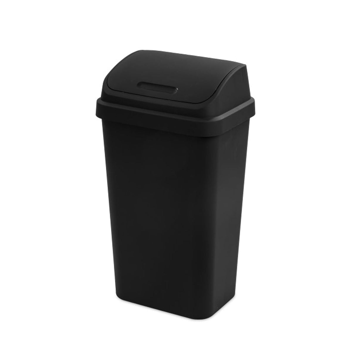 Sterilite 16-Pack Swing Top Wastebasket, Sleek Square Profile Trash Can, 13 Gallon, Black - Modern