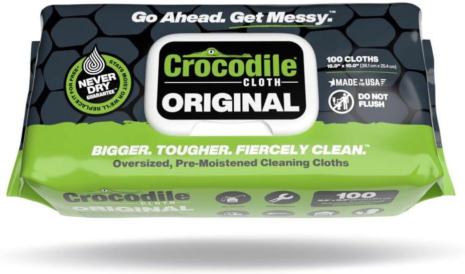 Crocodile Cloth Original Cleaning Wipes – 100 (15” x 10”) Hand & Tool Industrial Cleaning Wipes