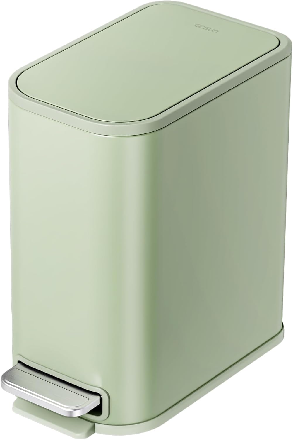 Cesun Small Bathroom Trash Can with Lid Soft Close, Step Pedal, 5 Liter / 1.3 Gallon Stainless
