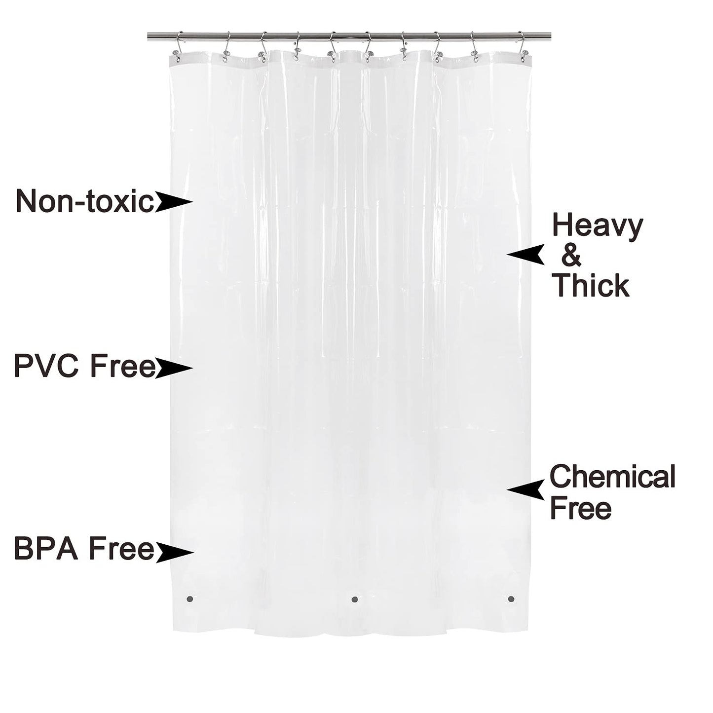 Barossa Design Extra Long Shower Curtain or Liner 84 Inch, Clear, 72x84